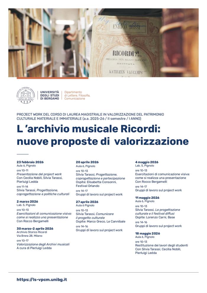 L ’archivio musicale Ricordi: nuove proposte di valorizzazione (23 febbraio2026-18 maggio 2026)